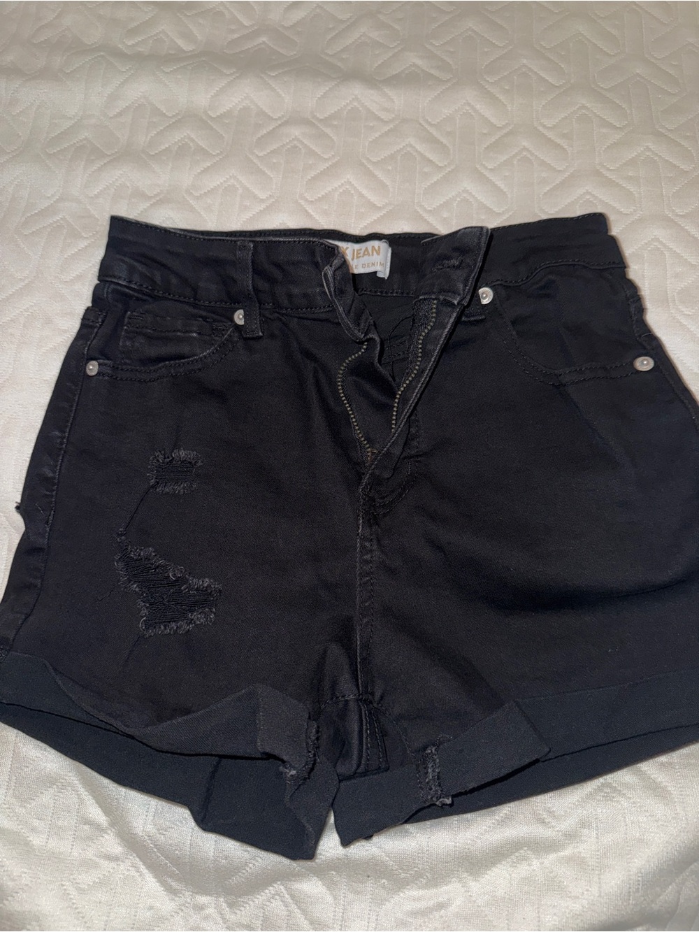 High-Waist Black Denim Shorts